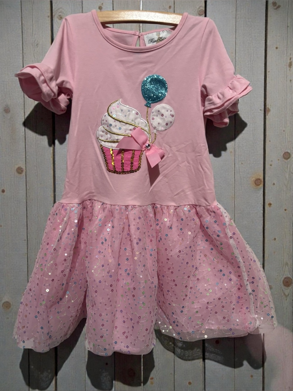 Rare Editions Dress - Size 6 Sequins Tulle And Cotton Top Cupcake Balloons